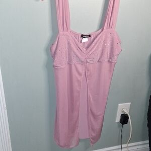 Express Light Pink Embellished Tunic Top